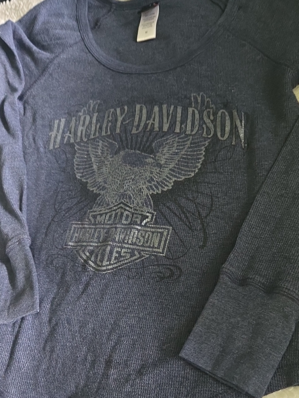 Harley-Davidson Dark Blue Eagle Graphic Long Sleeve Shirt